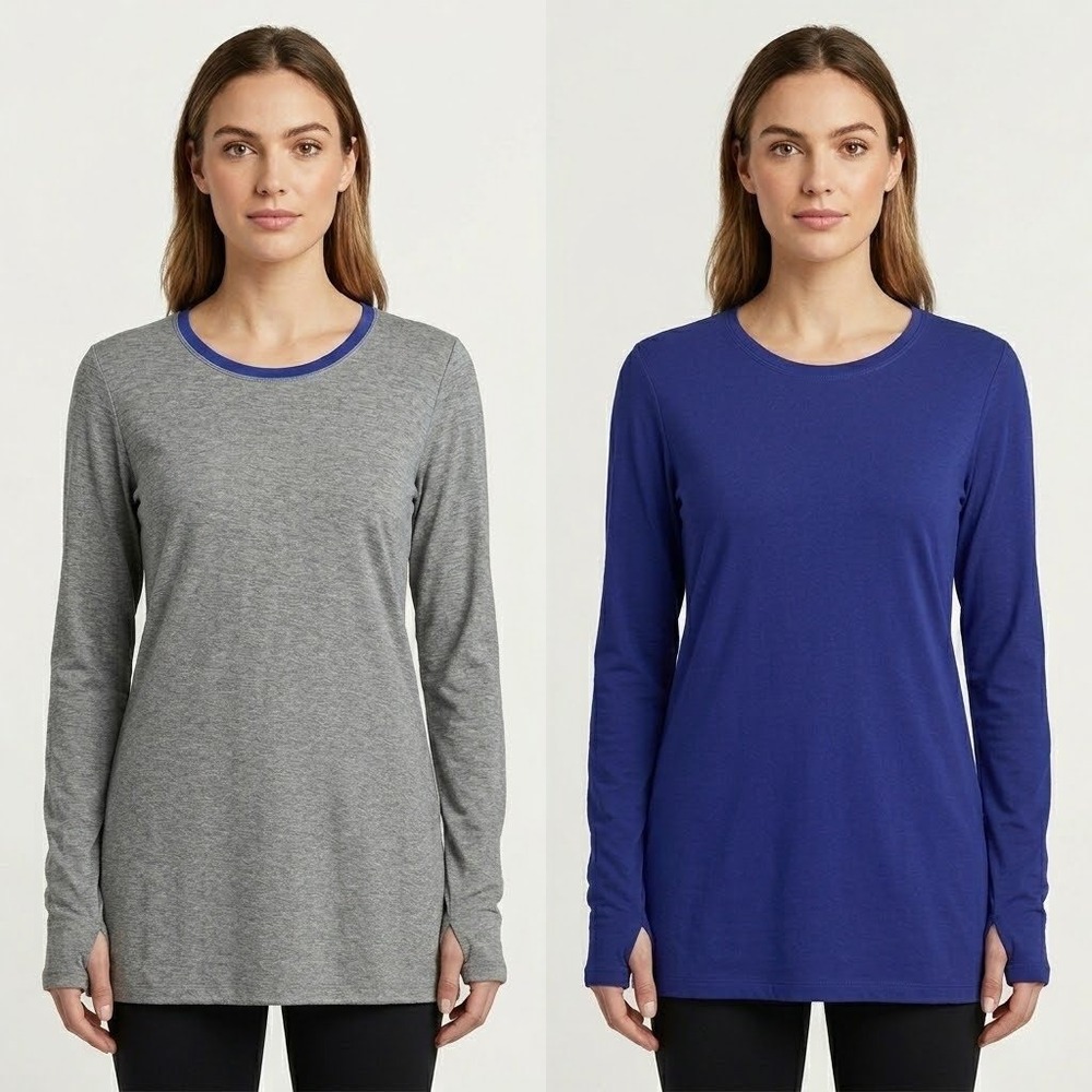 Lululemon Reversible Long Sleeve Top Womens 8 Blue Gray Thumbholes Athletic